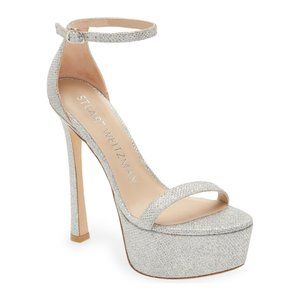 $575 STUART WEITZMAN Nudistcurve Hollywood CRYSTAL Platform Sandals 7.5 (PB14)